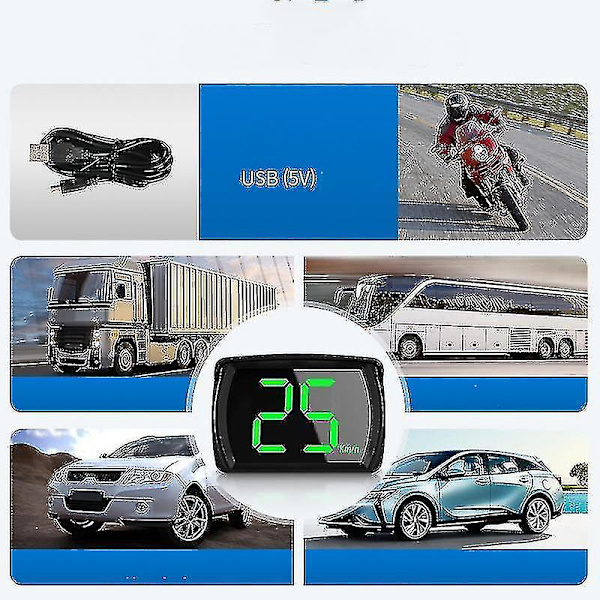 Digital GPS-Fartmåler til Bil - Head-Up Display (HUD) - MPH - Universal