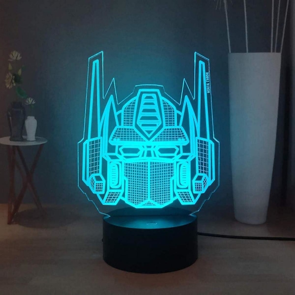 Transformers 3D Yövalo, Optimus Prime 7 Värillinen LED-Pöytälamppu, Kaukosäädin Lapsen Makuuhuoneen Yölamppu, Lasten Poikien Syntymäpäivä Joululahja
