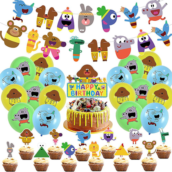 Hey Duggee Birthday Party Decorations For Kids, Cartoon Theme Party Favors And Supplies, Includes Balloons, Banner, Cake Toppers