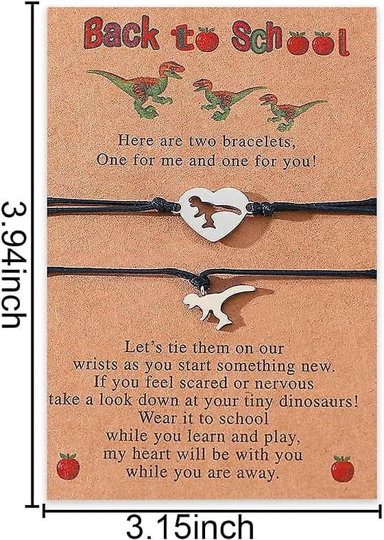 Tilbage til Skolen Armbånd Matchende Dinosaur Armbånd til Mor og Søn 2 stk. Sæt Første Skoledag