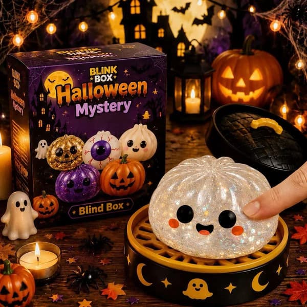 1 Halloween \"Dumpling\" – Spooky-tema squishy legetøj med en dampkurv (sødt bolledesign, tilfældig farve)