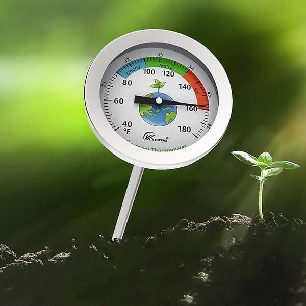 20 Tommer Komposttermometer for Hage - 2 Tommer Diameter Vanntett Anti-Duggtesttermometer for Jord