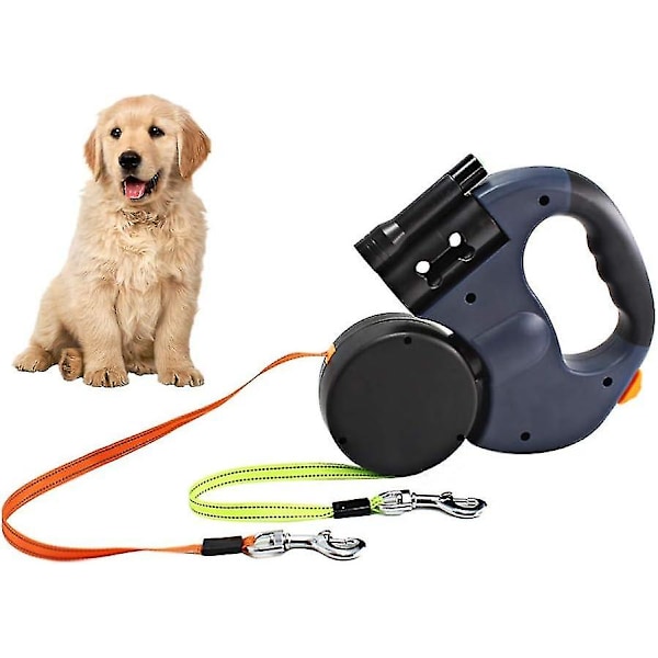 Retractable Double Dog Leash, 3m Double Dog Leash For Two Dogs Flexible Double Dog Leash With Non-slip Handle, For Small And Medium Dogs