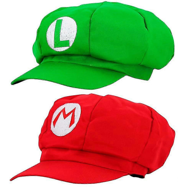 2 st Super Mario Luigi Hatt - Barnkläder - Lämplig för Karneval och Cosplay 52-54 cm G