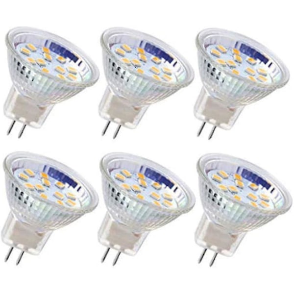 6 stk. MR11 LED Pærer GU4 Spotlight 3W 18 LED'er Halogen 20W Ikke-dimbar Ækvivalent 12V AC/DC (Varmt Hvidt)