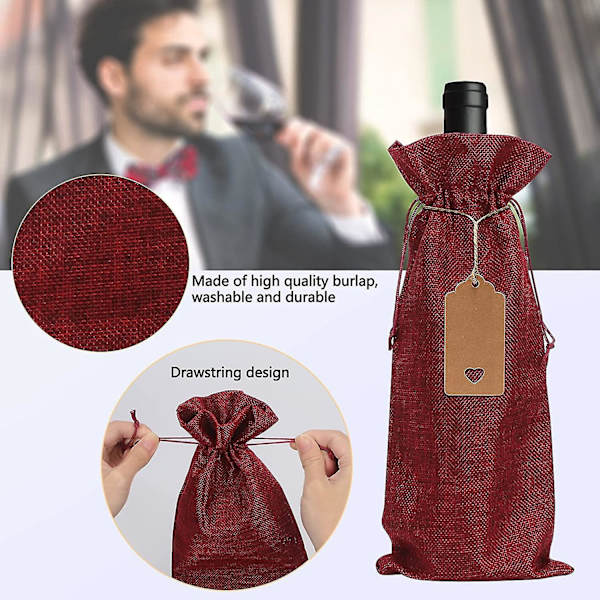 Flaskor, 10x Presentpåsar För Vin, Jutevinsäck Med Dragkedja, Burlap Presentpåsar För Vinflaskor, Förpackning För 1 Flaska Vin/champagne