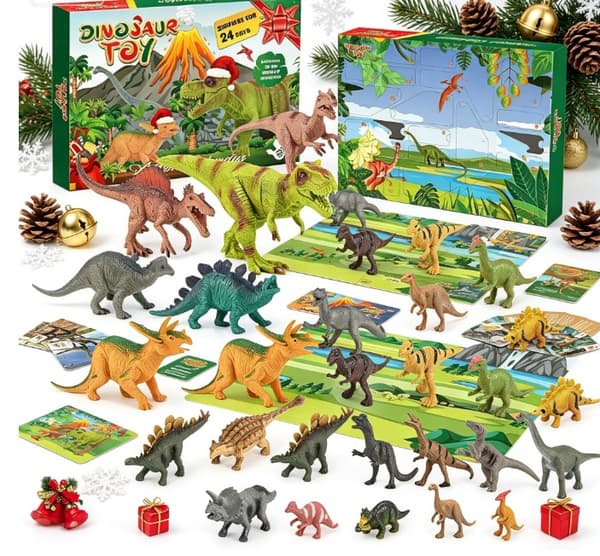 Jule Dinosaur Verden Julekalender, 24 stk. Dinosaur Model Legetøj Julekalender til Drenge og Piger