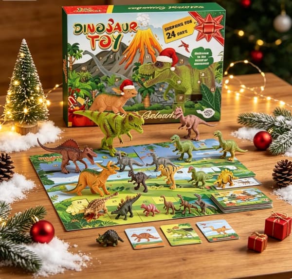 Jule Dinosaur Verden Julekalender, 24 stk. Dinosaur Model Legetøj Julekalender til Drenge og Piger