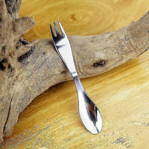 Rustfrit stål Spork Ske Gaffel Campingredskab, Perfekt til Backpacking Udendørs Aktiviteter, 3 stk