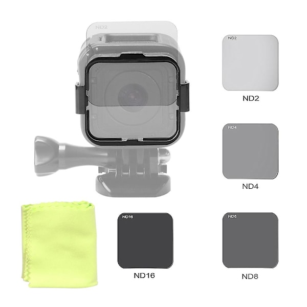 Andoer Firkantet Linsefilter Beskyttelsessæt (ND2/ND4/ND8/ND16) Udskiftning til GoPro Hero4 Session med Filtermonteringsrammeholder