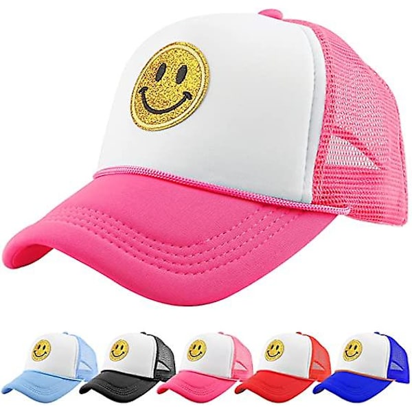 Unisex Baseball Cap Smiley, Gul Glitter Smiley Face Tryk Broderet Lastbil Hat