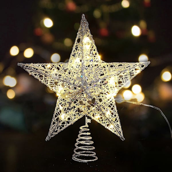 Lysende Juletre Topp, Tretopp Lysdekorasjon, Stjerne Juletre Topper, Juletre Topp, Juletre Stjerne