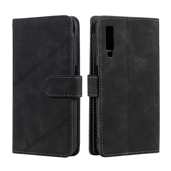 Til Samsung Galaxy A7 2018 Hudfølelse Business Horisontal Flip PU Læder Etui med Holder & Multi-Kort Slots & Pung & Lanyard & Fotoramme