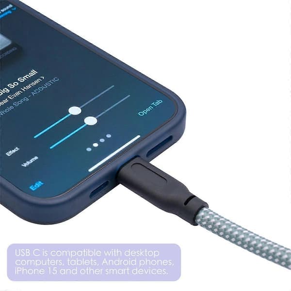 6,35 mm Han till USB Typ-C Han Gitarr Ljudkabel 1/4 tum till USB-C Inspelningskabel Gitarr till USB C R