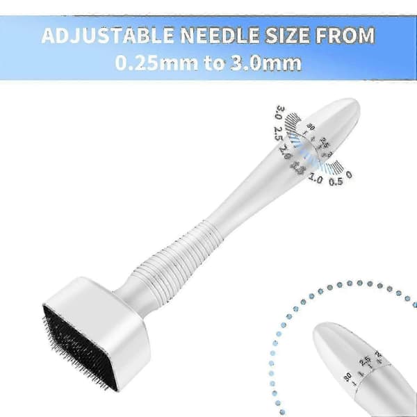 Justerbar Microneedle Derma Stamp - Ansiktshudreparasjon, Hårvekst