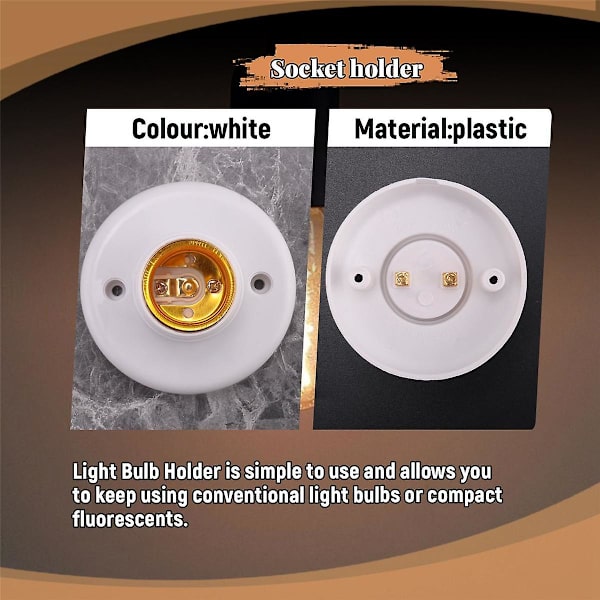 10 st E27 Plastskruv Lamphållare Rund Lamphållare Glödlampa Sockelhållare Adapter