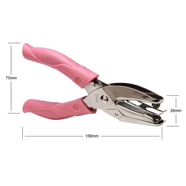 1,5 mm enkel rundhullsperforator med rosa håndtak for kraftpapir