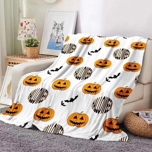 Halloween Tæppe - Plys Halloween Tæppe - Hyggelig Flanel Grå Halloween Dekoration til Fest Sofa Seng Stue 50\"x60\" Style 46