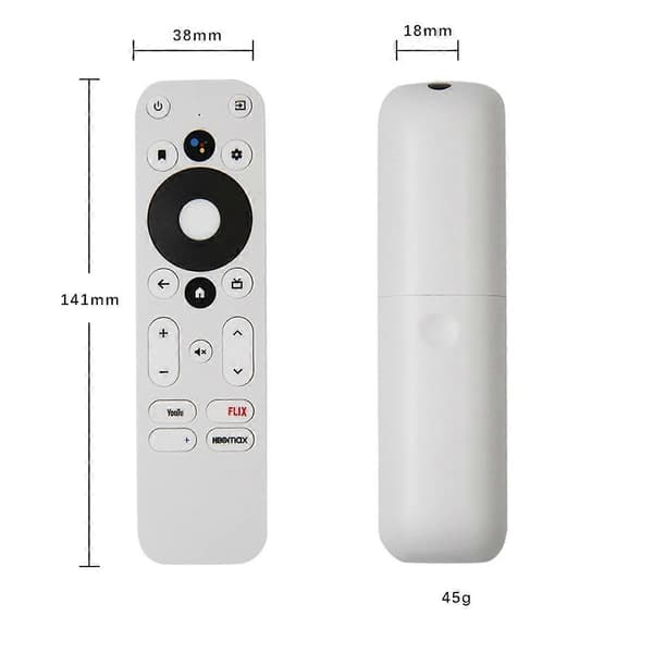 Erstatningsfjernkontroll for KM2 KM2 PLUS Android 4K UHD TV-boks Bluetooth stemmefjernkontroll hvit