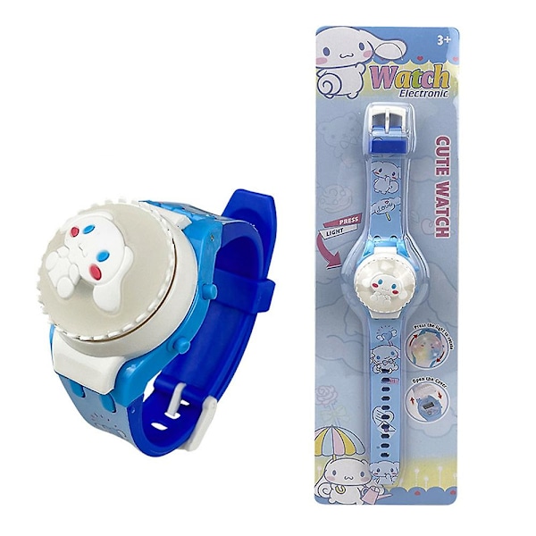 3D Sanrio Kawaii -lasten rannekello, vilkkuvat valot, hehkuva digitaalinen söpö kello, pyörivä huippu, kääntyvä kansi