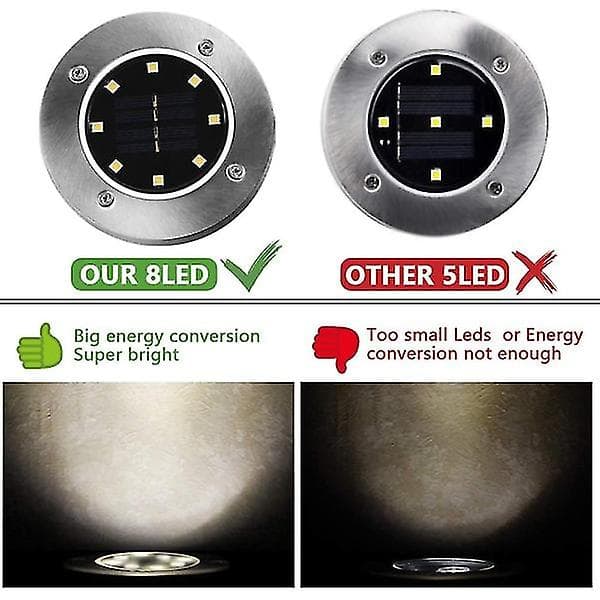 [6-pak] Solcelle-jordlamper, 8 LED Solcelle-jordlamper O