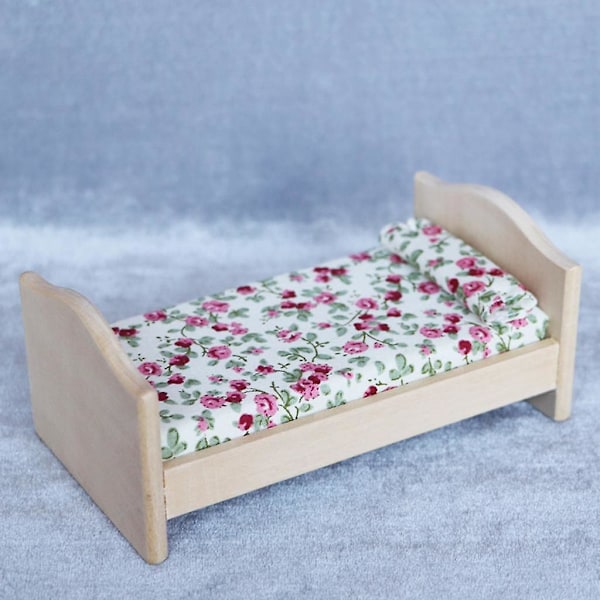 1:12 Nukkekodin Puinen Sänky Miniatyyri Nukkekodin Huonekalut Nukkekodin Sisustus
