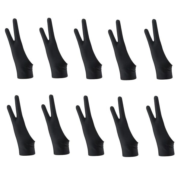 10 Pack Artist Drawing 2 Finger Drawing Gloves for Any Graphics Tablet Digital Drawing (S)