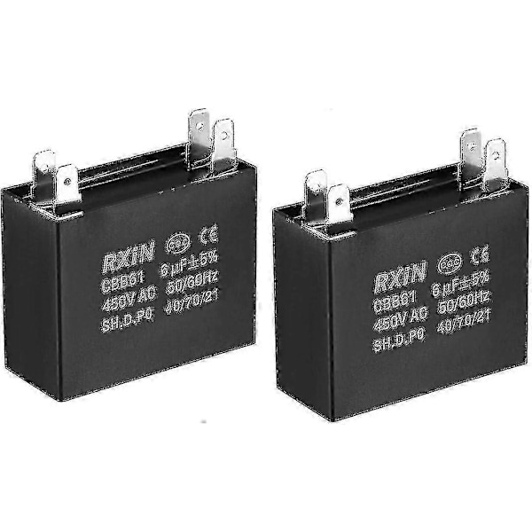 Takfläktskondensator CBB61 6uF 450V AC dubbelmetalliserad polypropen