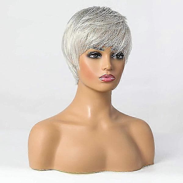 Korta Silvergrå Hårförlängningar av Människohår för Kvinnor, Lätta/Andningsbara/Mjuka