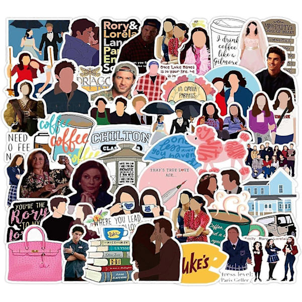 50 kpl Gilmore Girls -tarroja Esteettiset Amerikkalaiset TV-sarjan Piirros Tarrat Teineille Vedenpullolle, Vedenkestäviä Vinyyli Tarroja Tarroja Kannettaville Tietokoneille