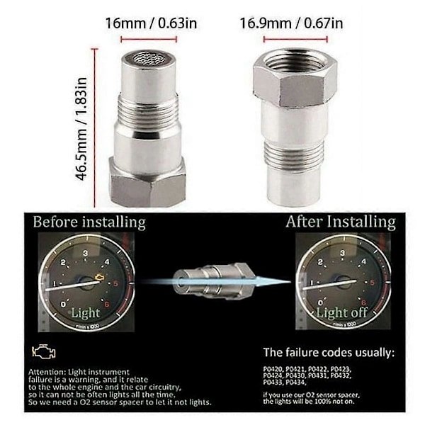 2 stk. M18X1.5 Oxygen Sensor med CEL Fix - Høj kvalitets bil O2 sensor og Check Engine Light løsning Biltilbehør