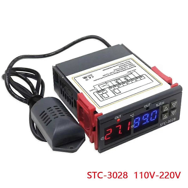 STC-3028 220V Digital Termostat Temperatur Fuktighetskontroller