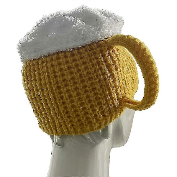 Sjov 3D Ølkrus Strikket Hue Komfortabel Tyk Kuldebeskyttende Beanie Til Kvinder Mænd