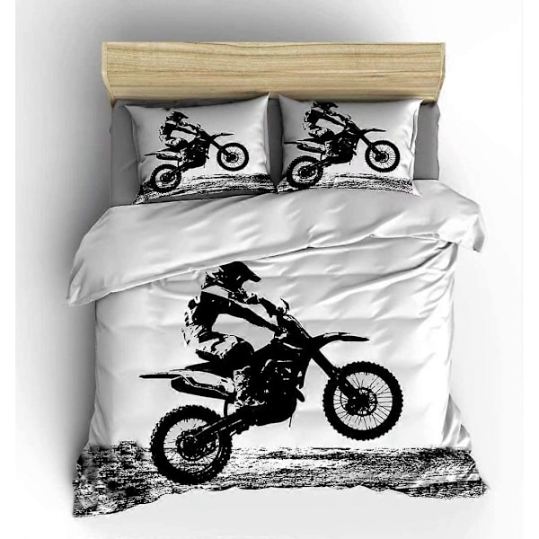 3D Moottoripyörä Motocross -vuodevaatteet Dirt Bike Xtreme Sports 2-osainen peittosetti, Siluettikuva Miehille Teineille Pojille Lapsille Lapsille Peitto Peite Sänky