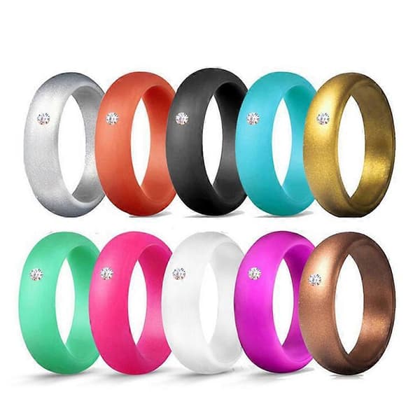 10 stk. silikon, giftering, med rhinestones, for
