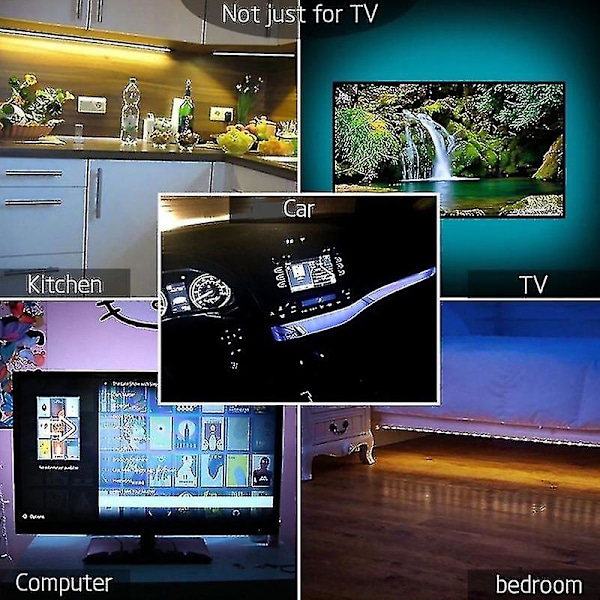 LED-lysstripe med fjernkontroll, batteridrevet, høy lysstyrke, IP65 vanntett, dekorasjon, DC 5V RGB 5050, TV-baklys, rombelysning, veggdekorasjon for H