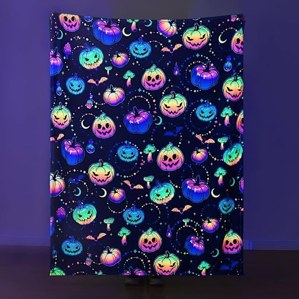 Halloween Tæppe - Plys Halloween Tæppe - Hyggelig Flanel Grå Halloween Dekoration til Fest Sofa Seng Stue 50\"x60\" Stil 75