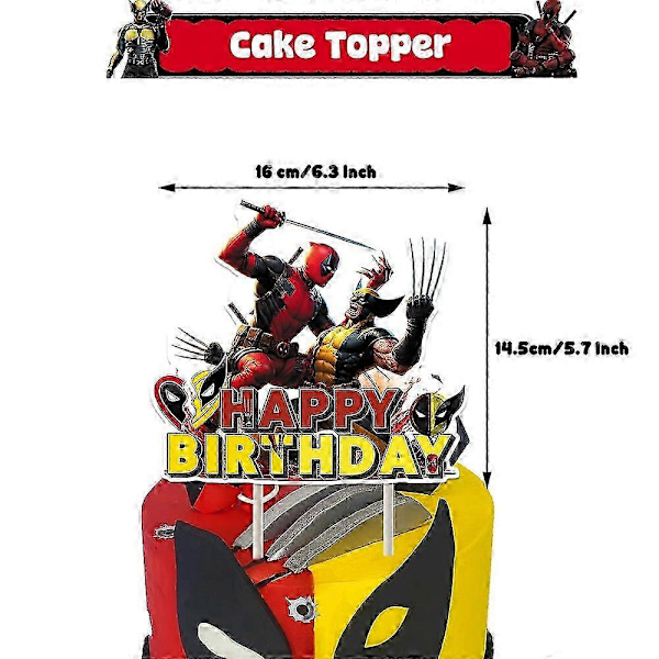 Deadpool & Wolverine Tema Bursdagsfest Tilbehør Dekorasjon Banner Ballonger Kake Cupcake Toppers Sett -NMAOV