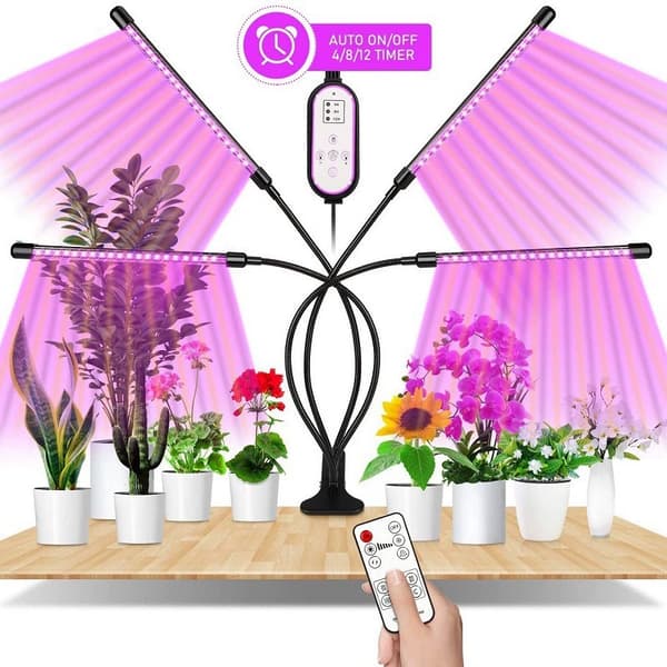 Växtlampa / växtbelysning med 4 flexibla LED-lysrör, 1-pack