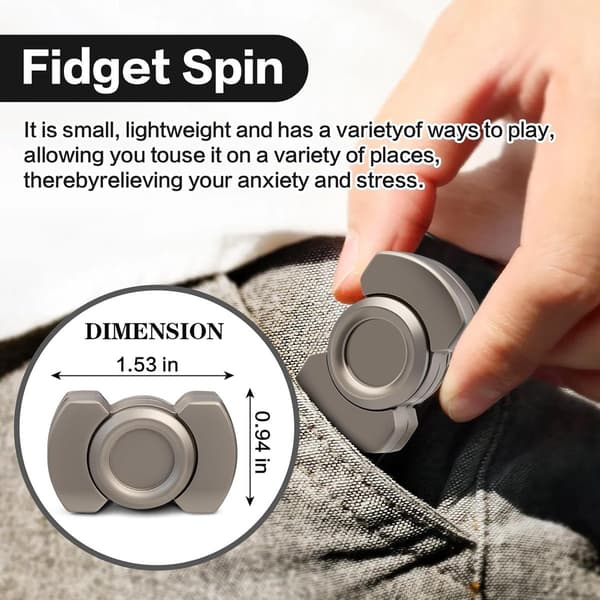 Fidget Spinner 3-i-1 Fidget-leketøy Fidget spinner, sølv, rustfritt stål, 3-i-1, skyver, forbedrer fokus, hjelper med å bryte dårlige vaner Sølv