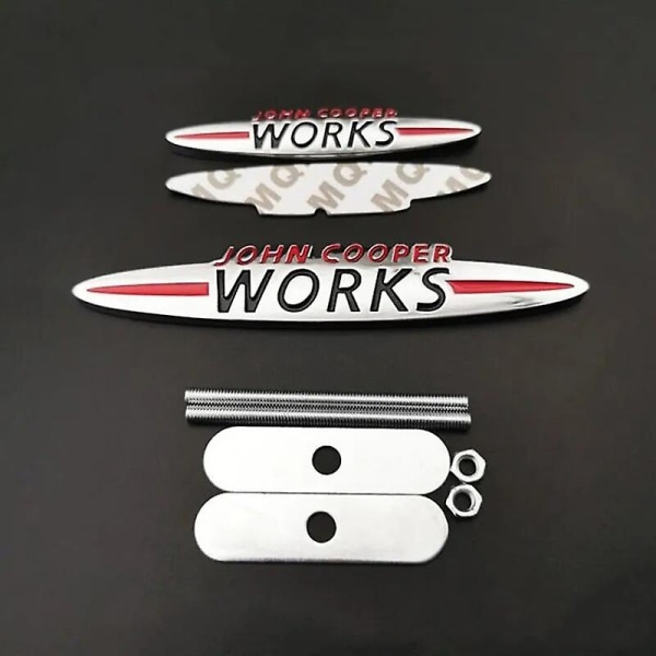 Chrome MINI JCW John Cooper Works Front Grill Emblem Badge Sticker Decals for Clubman Countryman R50 R52 R53 R55 R56 R57 R58 F55