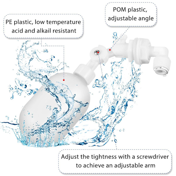 Vattenfilter Flytkulventil 1/4 Tum Justerbar Flytkulventil Plast Vattentank Flytkulventiler