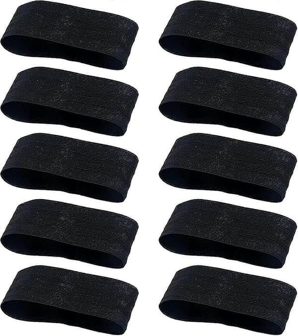 10 stk. sorte armbind til fodbold, elastiske sorte armbind sørgebånd, løkkelukning sports armbind til træning, sorte armbind til fodbold, løb, Re