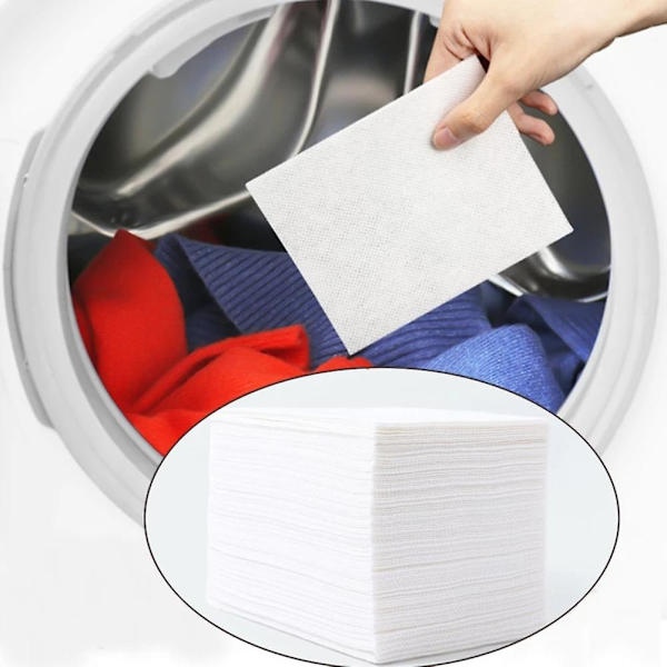 100 st färgfångare ark bevis färgabsorption papper anti tyg färgade blad tvätt färg kör bort ark i tvättmaskin