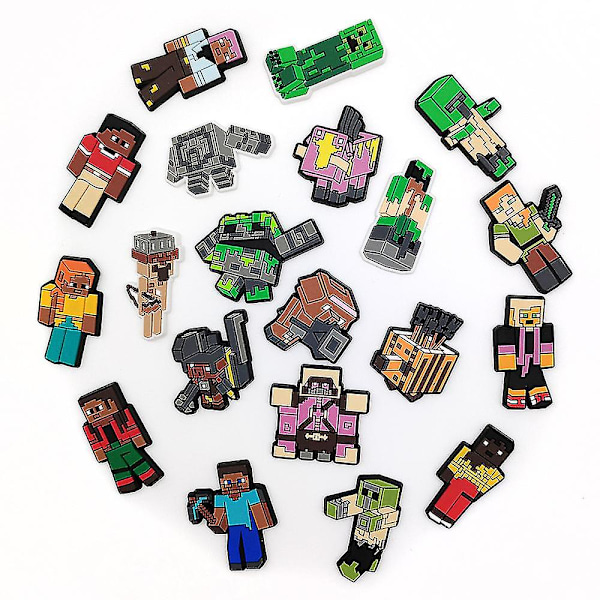 20 stk Minecraft Sko Charms Sko Dekoration Til DIY Croc Clog Sandaler Armbånd Håndledsband Dekoration Fest Favoritter Gaver