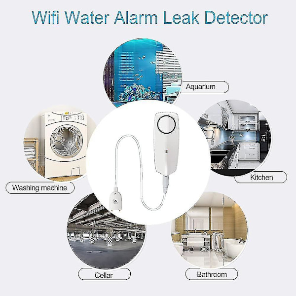 Vattenlarmsensor, WiFi Vattenläckagedetektor, Översvämningsläckagevarningar, Fjärrövervakning