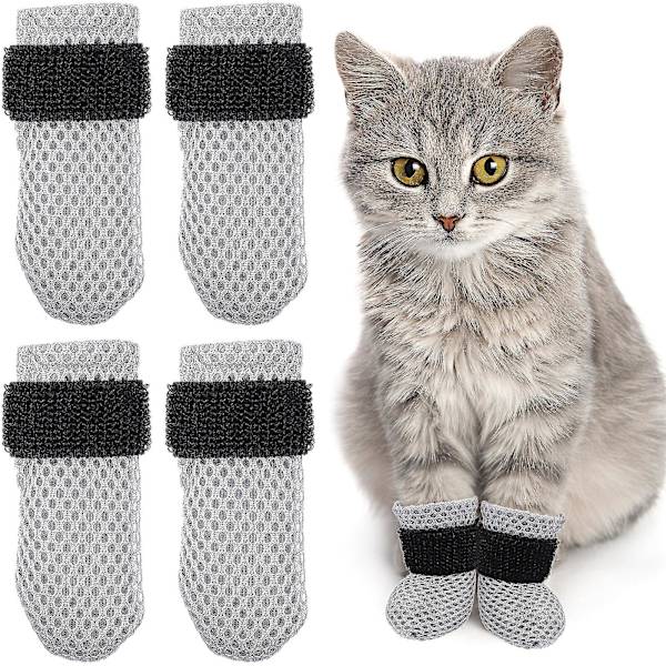 4 st kattfotsskydd Anti-scratch kattfotsskydd Kattunge tasshylsor Kattstövlar Skor Sockor Kloskydd