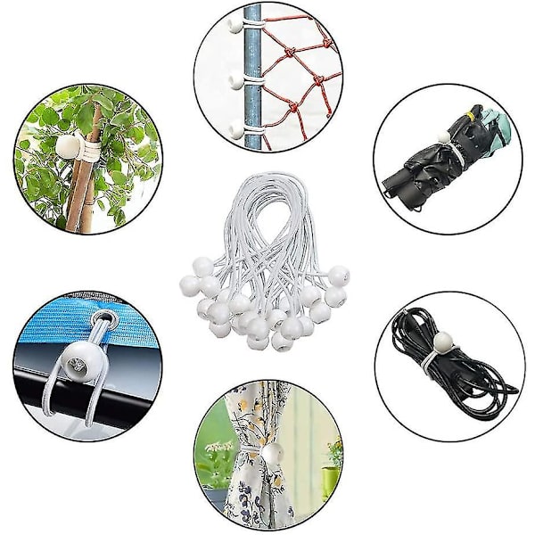 30 stk. Bungee-bolde, Markise-knapper, Heavy Duty, Tarp Bungee-snore, elastiske bånd til pavilloner, campingtelte, last