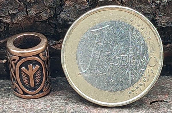 Skjeggperle Rune Algiz - 1 - Bronse
