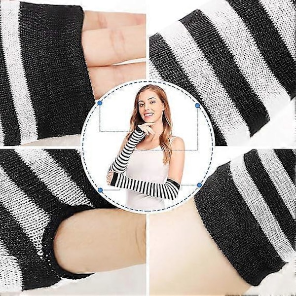1 par Punk Gothic Rock Lange Armvarmere Fingerløse Handsker